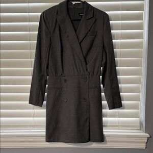 Express Dark Gray Double-Breasted Blazer Dress